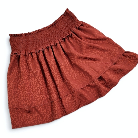 Hashtag Layered Rust Leopard Print Skirt Size Medium - Picture 1 of 10